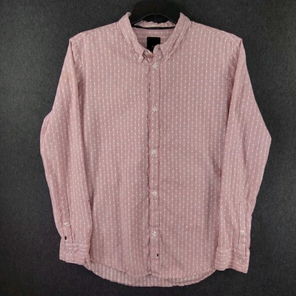 KR3W Other - ✅👔🚨🎁🎄Rare KR3W Mens L Buttoned Up Collar Long Sleeve Shirt Red/White 📸SEE📏